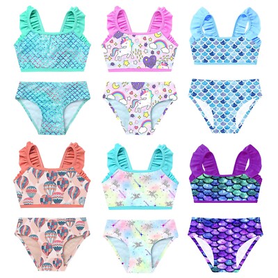 DE Mädchen Meerjungfrau Bikini Badeanzug,Glitzernd Fischschuppen Beachwear