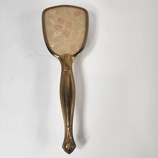 Vintage Vanity Dresser Handheld Hair Brush Gold Plated Leaf Pattern