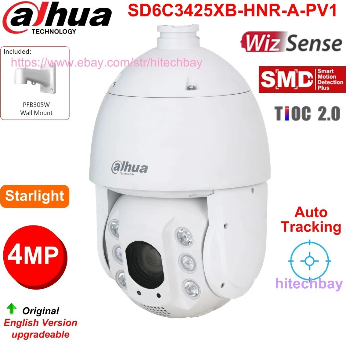 Dahua SD6C3425XB HNR A PV1 4MP Starlight 25xZoom PTZ IP Camera