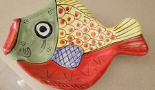 Desuir for Vietri Inc Fish Italian Pottery Wall Hanging Dish Hand Painted