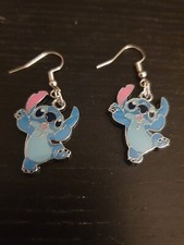 Silver Stitch From Lilo Stitch Drop Dangle Earrings
