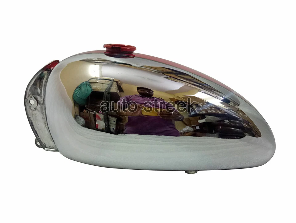 Compatible Para Real Enfield Interceptor Rojo & Cromo Gasolina Combustible Gas - Imagen 3 de 4