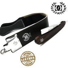 ZEVA Shave Ready Dark Wood Handle Straight Razor Rasoir with Leather Strop/Strap