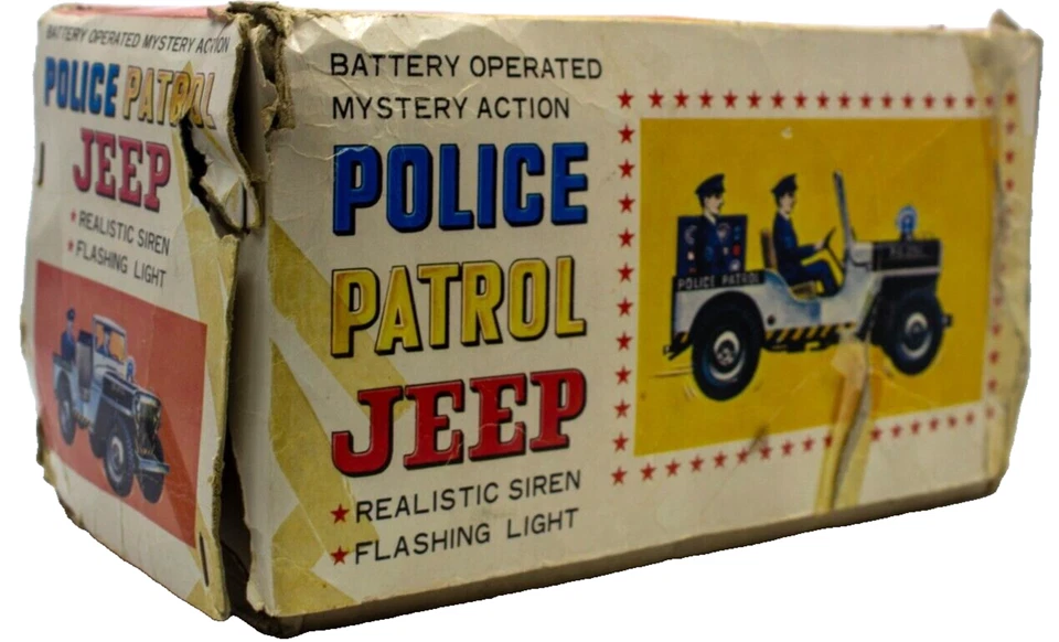 1970's Japanese Tin Battery Operated "Police Jeep"  w/ Box - Image 3 of 4