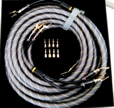 Paar (2x) 5 m High-End Lautsprecherkabel-Set Dynavox OFC geschirmt