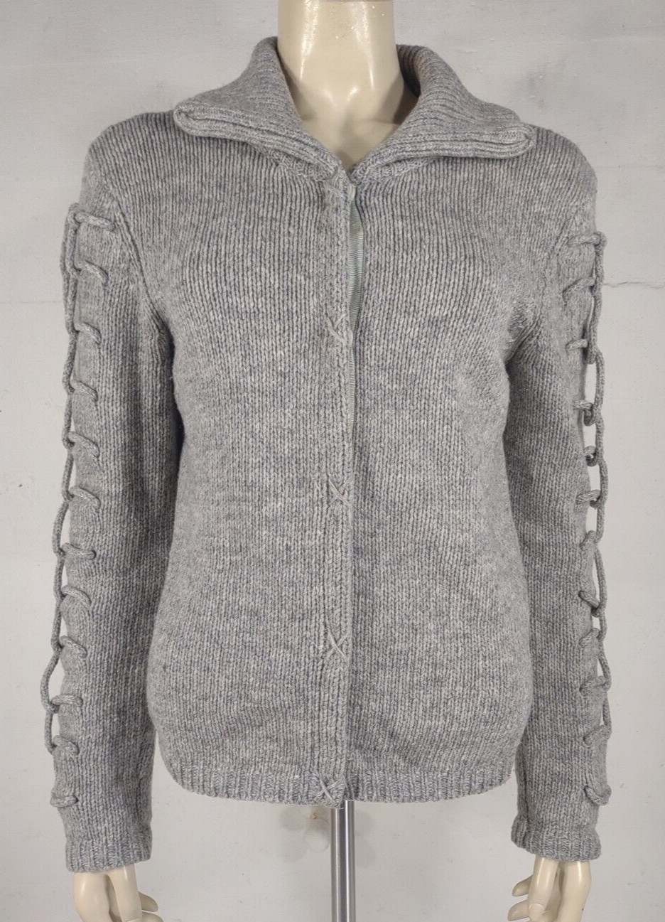 Sundance gray Lambswool blend snap button hooded … - image 1