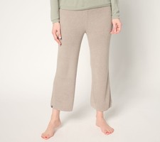 Barefoot Dreams Regular CozyChic Ultra Lite Ribbed Slit Crop Pant Beach Rock L N