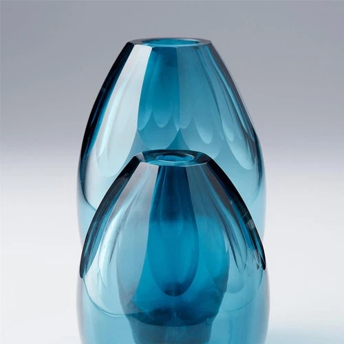 Vase CYAN DESIGN CRESSIDA Large Blue Glass - Picture 5 of 6
