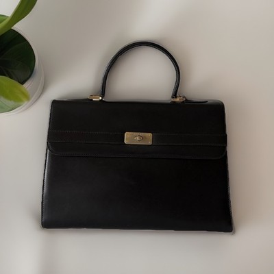 Authentic Bally Handbag Black Leather From Japan 0989