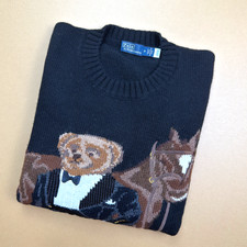 POLO RALPH LAUREN Polo Bear Equestrian Knit Sweater Navy Men's S NWT