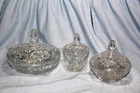 Vintage ANCHOR HOCKING STAR OF DAVID EAPC Covered Glass Candy Dish - Lot of 3