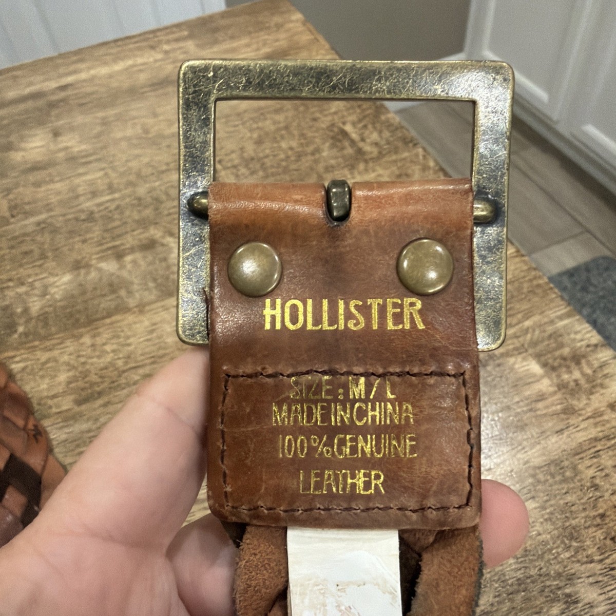 Vintage Authentic Hollister HCO Genuine Leather Belt Braided 