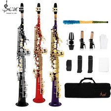 SLA DE Soprano Saxophone Eb Hand-carved Brass Straight Sax W/ Parts professional