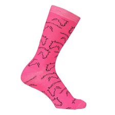 AWST Int'l Ladies Horse Heads Crew Socks – Riding Comfort & Style - Raspberry