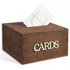 Rustic Brown Wooden Wedding Gift Card Box With Slot Party Reception Decor