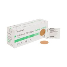 100 McKesson Round Fabric Adhesive Spot Band Aids Bandages 1" Sterile 16-4812