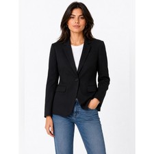Banana Republic 10T Black Wool One Button Blazer Grey Polka-Dot Lining Classic