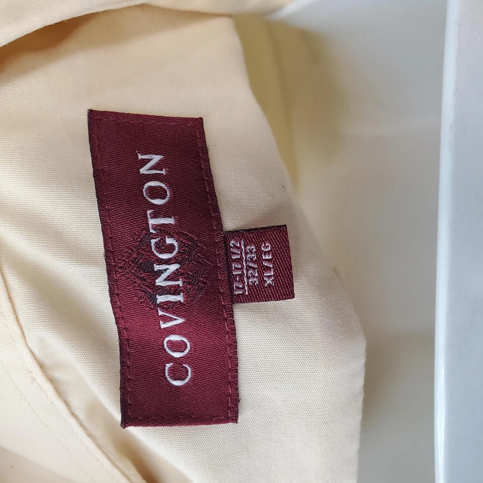 Camisa Covington Para Hombre 17.5 34/35 Amarillo Botón Frontal Vestido Manga Larga Bolsillo Foto 2 de 4