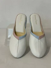 Daniel Green House Slippers Slip On Suede Sole White Wedge Womens 8 NARROW