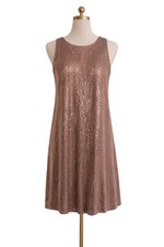 Vince Camuto 91522727 Sequin Shift Dress Rose Gold Sleeveless Size M NWT