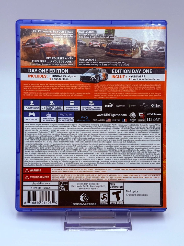 DiRT 4 Day One Edition PS4 Video Game Rallycross Multiplayer CIB Complete - Image 2 of 4