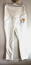 Lefties White Denim Maternity Skinny Jeans UK XL Bump Support Straight BNWT