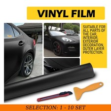 1-10X Matte Black Vinyl Car Wrap 30cm x 150cm Bubble Free Sticker Film Tool Kit