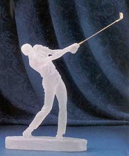 Frosted Golfer Sculpture Refracts light giving ice-like look - 8.5" x 7" x 4"