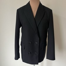 ANINE BING Double-Breasted Shoulder Pad Wool ...