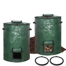 Large Compost Bin Bags,Garden Compost Bin Bags 80 Gallon(300L) Outdoor Foldab...