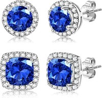 Ohrstecker Silber 925 Hypoallergen Cubic Zirkonia 14K Vergoldet Set Herren Damen