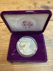1990 Walking Liberty American Eagle 1 oz Fine Silver Dollar Coin w/ Purple Case