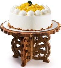 12" Wood Cake Stand Acacia Wooden Rustic Cupcake Holder Wedding Table