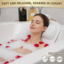 Bath Pillow Bathtub Luxury Tub Pillows for Tub Neck and Back Support Headrest 4D