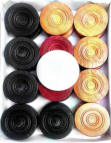 Wooden Carrom Coins with Striker Board Game Accessories Board game - Picture 3 of 3