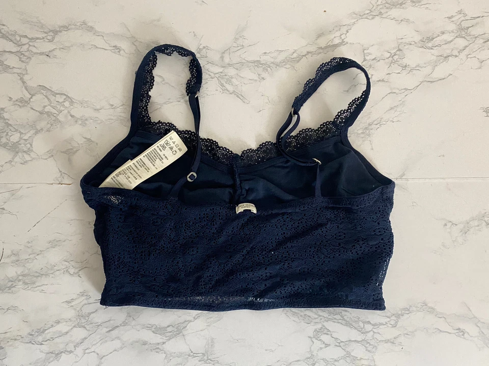 GILLY HICKS Bralette de Encaje Azul Marino Talla S Azul Encaje Gancho y Ojo Ligero O Foto 3 de 4