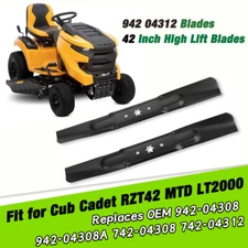 2x High-Lift Blade for 42 inch Deck Cub Cadet RZT MTD LT2000 942-04308 742-04308