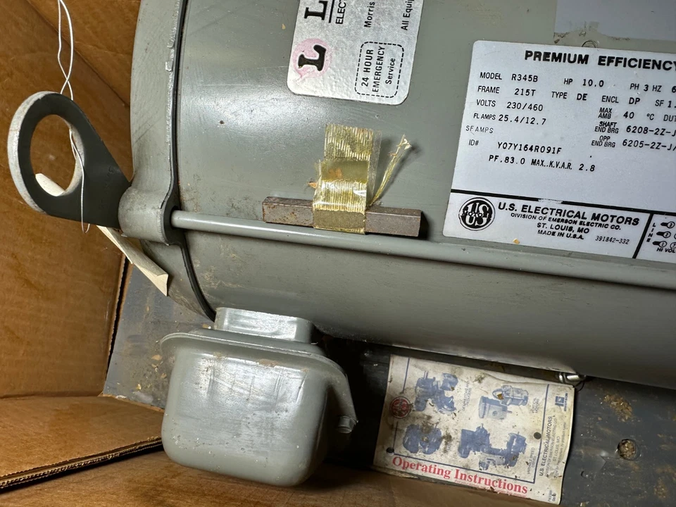 US Electrical Motors Premium Efficiency Motor R345B 10HP 3PH 60Hz 1755RPM 215T - Image 4 of 4