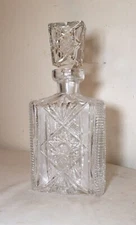 vintage american brilliant cut clear crystal liquor wine decanter glass bottle .