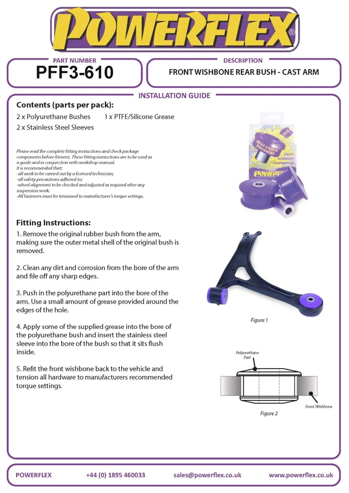 Powerflex Nero Bracci Frazionali Posteriori Audi TT 8N 4WD 99-06 PFF3-610BLK - Immagine 3 di 4