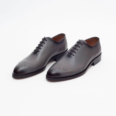 Ariston Mens Solid Gray Whole Cut Oxford Leather Dress Shoes, 9.5 Ariston Mens Solid Gray Whole Cut Oxford Leather Dress Shoes, 9.5
