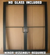 COMMERCIAL ALUMINUM STOREFRONT DOUBLE DOOR, FRAME & 2 CLOSER 6'0" x 7'0", BRONZE