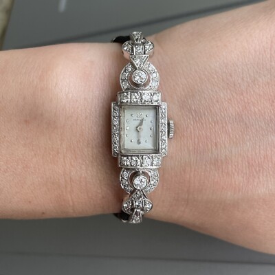 Exquisite Art Deco Hamilton Platinum Genuine BIG Diamonds