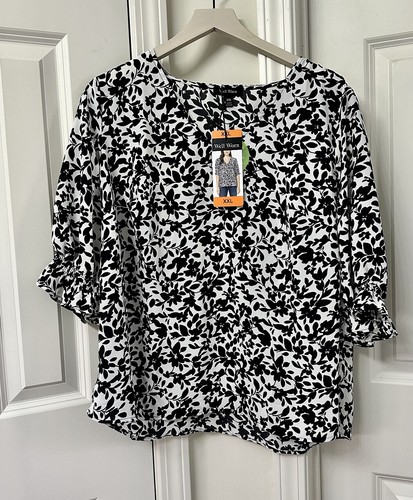 Gut getragene Damen Bluse mit V-Ausschnitt, Gr.XXL