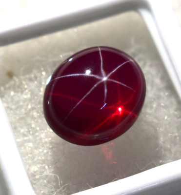 Natural 11 to 13 Ct Red Star Ruby 6 Rays Oval Cabochon Egg Shaped Ruby Gemstone
