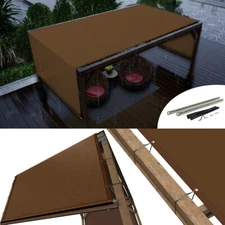ColourTree Waterproof Pergola Sun Shade Cover Replacement Canopy w/ Rods, Brown