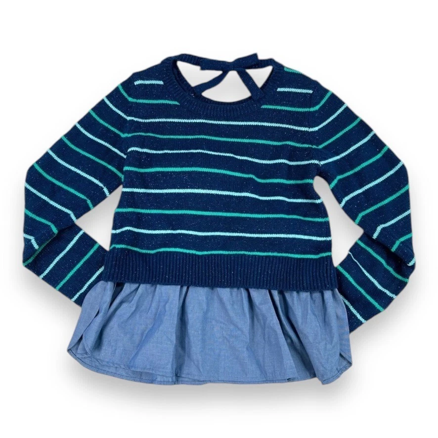 P.S. Aeropostale 2 piezas Brillo Azul Rayas Cola de Camisa Suéter y Gorro NIÑAS 10 Foto 3 de 4