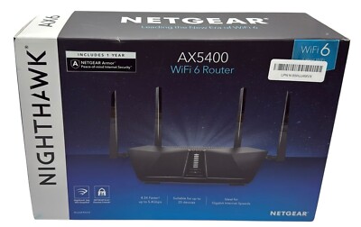 Netgear RAX54S-2ZNAS Nighthawk AX6 6-Stream AX5400 WiFi Router NEW Open Box