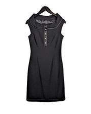 Elie Tahari Black Sleeveless Sheath Cocktail Professional Dress Size 8 Cowl Neck