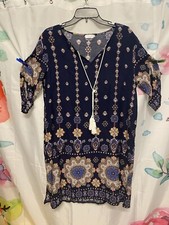 Halife Women's Blue Floral Boho Festival Dress Sz Large Lightweight Comfortable